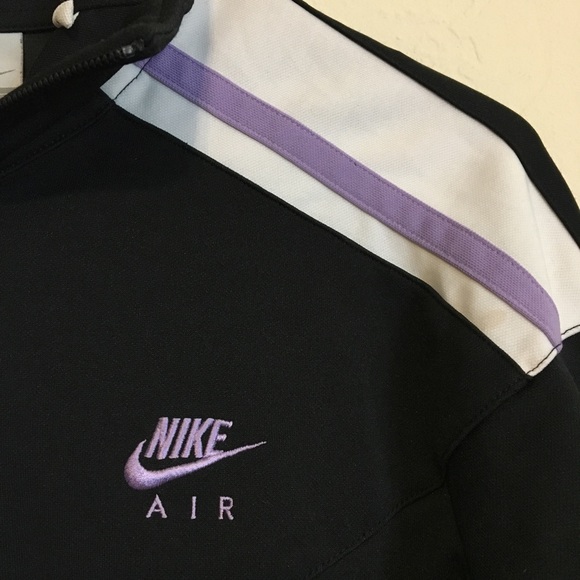 Nike Air | Black Purple Accents Zip Up Thin Jacket - Picture 4 of 7